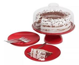 Kit Celebration: Boleira com pedestal, pratos de sobremesa e garfos de sobremesa