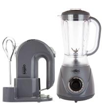 Kit Cellini Liquidificador + Batedeira Facility Cinza e Preto 127v