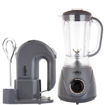 Kit Cellini Liquidificador + Batedeira Facility Cinza e Preto 127v