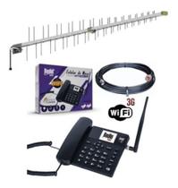 Kit Celular Rural 3G BEDIN com wifi + Antena + cabo 10m