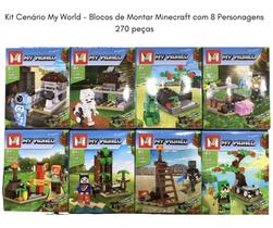 Kit Cenário My World Minecraft Blocos de Montar com 8 Personagens 270 peças Kit Cenário My World Minecraft Blocos de Montar com 8 Personagens 270 peças