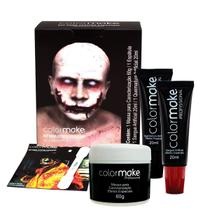 Kit Cenográfico Maquiagem De Terror Halloween Massa E Sangue