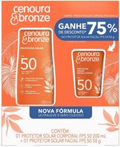 Kit Cenoura & Bronze Protetor Solar FPS 50 Com Protetor Corporal 200ml + Protetor Solar Facial 50g, Alta Proteção UVA UV