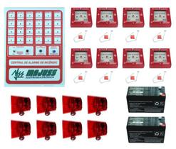 Kit Central Alarme De Incêndio 24 Setores Completa Kit Central Alarme De Incêndio 24 Setores Completa