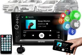 Kit Central Multimídia 2 Din Som Pra Carro Mp5 Automotivo Touch Screen 7 Polegadas Com Espelhamento Via Usb Bluetooth + Moldura Corsa Vectra + Câmera