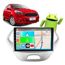 Kit Central Multimídia 9" Android CarPlay Ford Ka 2015 a 2018 + Câmera de Ré
