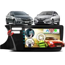 Kit Central Multimidia Android City 2015 a 2021 - GPS CarPlay Mp5 Tela Som + Câmera Moldura Chicote