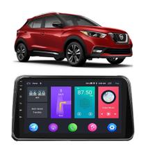 Kit Central Multimídia Android Nissan Kicks 2017 2018 2019 2020 2021 2022 Com Friso Prata 9 Polegada