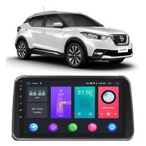 Kit Central Multimídia Android Nissan Kicks 2017 2018 2019 2020 2021 2022 Com Friso Prata 9 Polegada