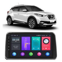 Kit Central Multimídia Android Nissan Kicks 2017 A 2022 Com Friso Prata 9 Polegadas Tv Online GPS