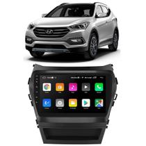 Kit Central Multimídia Android Santa fé 2014 2015 2016 2017 2018 2019 9 Polegadas Tv Online GPS Bt