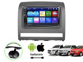 Kit Central Multimidia + Camera de Ré + moldura siena 05 até 12 Mp5 Player Espelhamento Bluetooth Sd