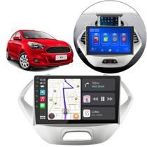 Kit Central Multimídia CarPlay Android Auto MP5 9" Polegadas Ford Ka 2015 2016 2017 + Câmera e Moldura