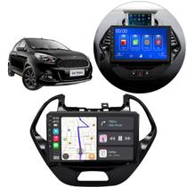 Kit Central Multimídia CarPlay Android Auto MP5 9" Polegadas Ford Ka 2015 2016 2017 + Câmera e Moldura