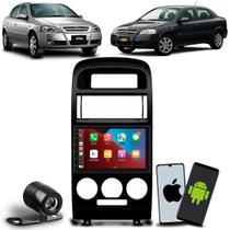 Kit Central Multimídia Carplay com Bluetooth Espelhamento de Celular Moldura Astra Ar Analógico 1998 à 2012 Preta Câmera de Ré