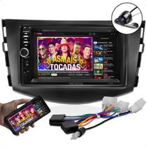 kit central multimidia e moldura pra rav4 + chicote especifico plug and play e adaptador de antena