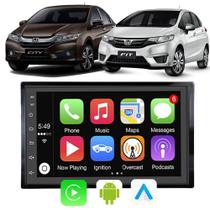 Kit Central Multimidia Fit City 2015-16-17-18-19-20-21 Android-Auto/Carplay 7" Comando de Voz Google e Siri