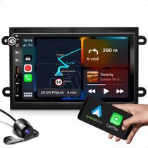 kit central multimidia função bluetooth carplay 2 entradas usb + moldura 7 polegadas + camera de ré