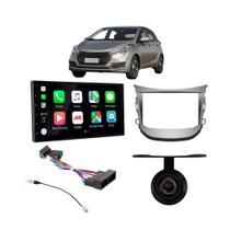 Kit Central Multimidia HB20 2012 a 2019 13 SLIM 7pol 32GB Chicotes Camera Ré Moldura 2 Din