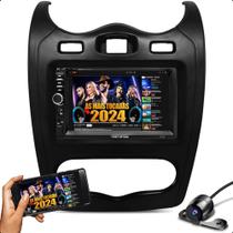 Kit Central Multimidia Mp5 2 Din 7 Polegadas Espelhamento Android Ios + Moldura Sandero 2013 a 2014