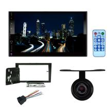 Kit Central Multimídia Mp5 2 Din 7pol Espelhamento Corsa Montana Meriva Vectra Preto com câmera de ré HT3000