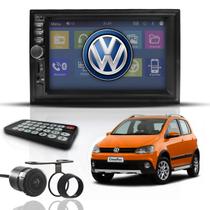 Kit Central Multimídia Mp5 2 Din Bt Espelha Dvd Câm Crossfox