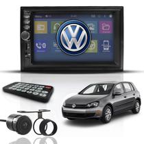 Kit Central Multimídia Mp5 2 Din Bt Espelhamento Dvd Câmera de Ré Vw Golf