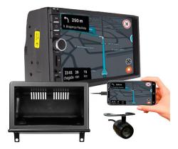 Kit central multimidia mp5 7 pol câmera de ré corsa g1 hatch sedan 1993 a 2016