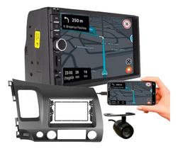 Kit central multimidia mp5 7 pol câmera de ré honda civic 2007 a 2011