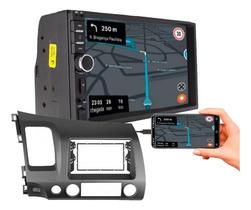 Kit central multimidia mp5 7 pol com moldura honda civic 2007 a 2011