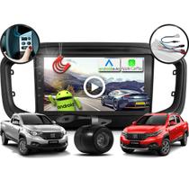 Kit Central Multimidia MP5 Android 9 pol + Camera ré + Chicotes + Interface + Moldura Nova Strada