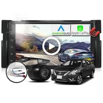 kit Central Multimidia MP5 + Camera + Chicotes + Moldura Black Piano Versa 15/20 AndroidAuto CarPlay