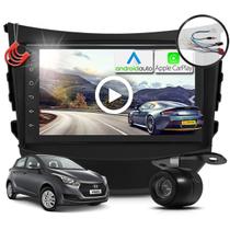 Kit Central Multimidia MP5 + Camera de ré + Moldura Preta + Chicote Hb20 Hb20x AndroidAuto CarPlay