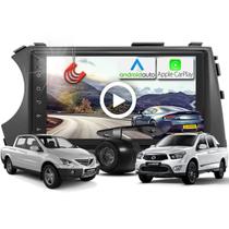 Kit Central Multimidia MP5 + Camera ré + Moldura Cinza Ssangyong Actyon Sports AndroidAuto CarPlay