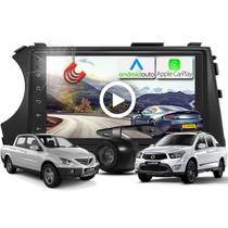 Kit Central Multimidia MP5 + Camera ré + Moldura Preta Ssangyong Actyon Sports AndroidAuto CarPlay