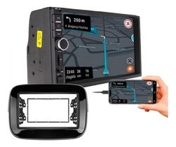 Kit central multimidia mp5 com moldura fiat mobi 2016 a 2019 preto fosco ou black piano