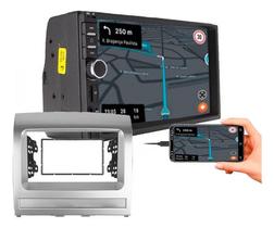 Kit central multimidia mp5 com moldura siena strada palio 2008 a 2012 preto ou prata