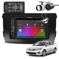 Kit Central Multimídia Pioneer Tela 6,2 DMH A248 BT Espelhamento via Cabo Usb Aplicativo Weblink Bluetooth Toyota Corolla 2009 a 2013 Moldura Preto Fosco