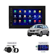 Kit Central Multimídia Polo + Moldura + Câmera de Ré