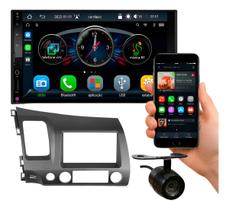 Kit central multimidia roadstar 7 pol rs7007br plus carplay android auto honda civic 2007 a 2011