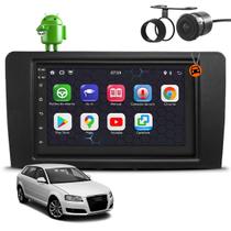 Kit Central Multimídia Sistema Android Espelhamento Usb Bluetooth Audi A3 2007 2008 2009 2010 2011 Moldura na Cor Preto Fosco