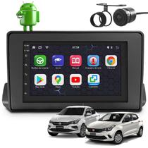 Kit Central Multimídia Sistema Android Espelhamento Usb Bluetooth Fiat Argo e Cronos 2018 2019 2020 2021 2022 Moldura na Cor Preto Fosco