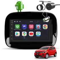 Kit Central Multimídia Sistema Android Espelhamento Usb Bluetooth Fiat Mobi 2016 em Diante Moldura na Cor Black Piano