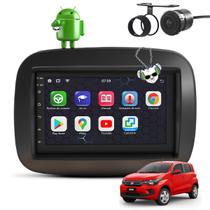 Kit Central Multimídia Sistema Android Espelhamento Usb Bluetooth Fiat Mobi 2016 em Diante Moldura na Cor Preto Fosco
