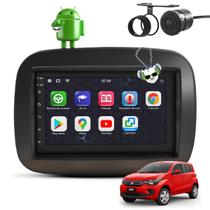 Kit Central Multimídia Sistema Android Espelhamento Usb Bluetooth Fiat Mobi 2016 em Diante Moldura na Cor Preto Fosco