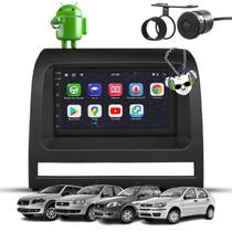 Kit Central Multimídia Sistema Android Espelhamento Usb Bluetooth Fiat Palio 2003 a 2012 Siena Strada Weekend Idea 2005 a 2012 Moldura na Cor Preta
