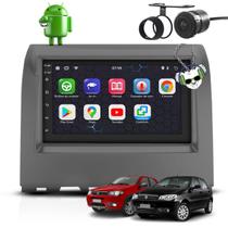 Kit Central Multimídia Sistema Android Espelhamento Usb Bluetooth Fiat Palio Way / Fire 2014 2015 2016 2017 2018 2019 Moldura na Cor Cinza