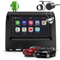 Kit Central Multimídia Sistema Android Espelhamento Usb Bluetooth Fiat Palio Way / Fire 2014 2015 2016 2017 2018 2019 Moldura na Cor Preto Fosco