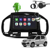 Kit Central Multimídia Sistema Android Espelhamento Usb Bluetooth Fiat Uno 2015 2016 2017 2018 2019 2020 2021 Moldura na Cor Black Piano