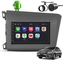 Kit Central Multimídia Sistema Android Espelhamento Usb Bluetooth Honda Civic 2012 em Diante Moldura na Cor Grafite